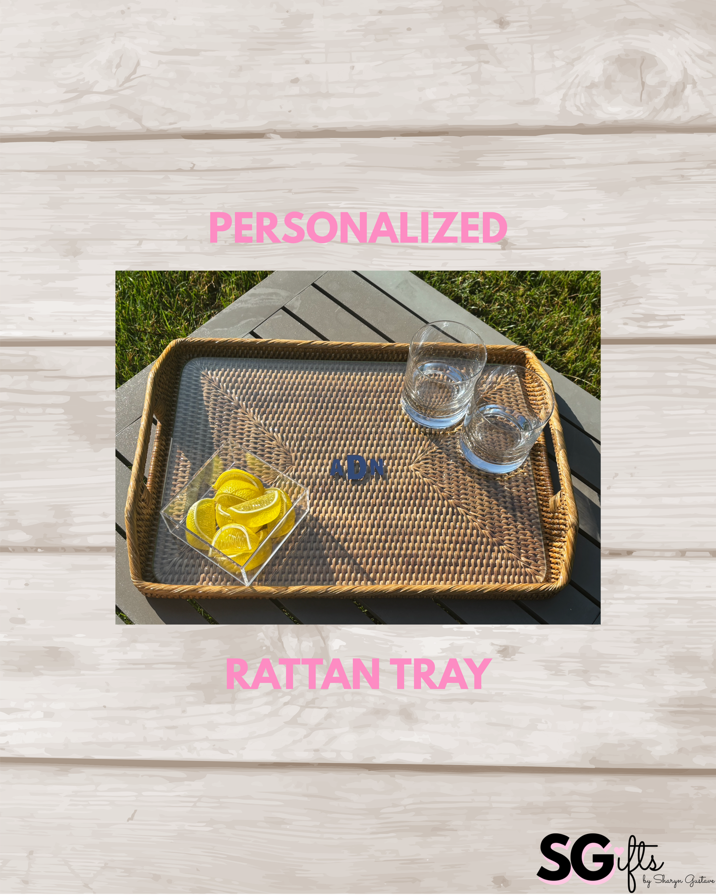 Pesonalized 17"x12"x1"  tray with glass insert