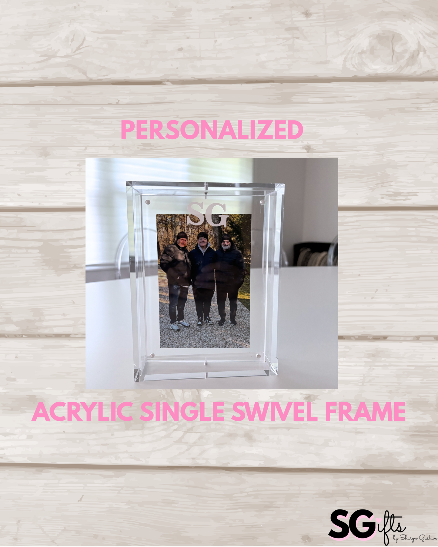 Personalized 5" x 7" clear swivel acrylic magnetic frame