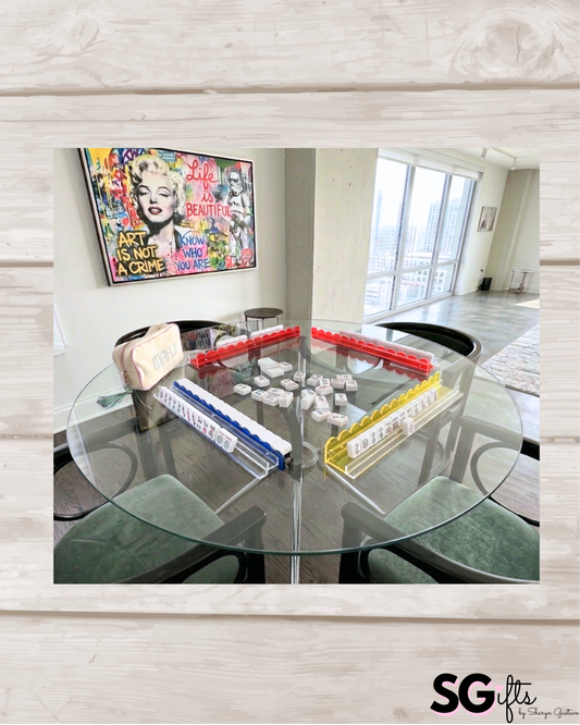 multi color acrylic 18.5" scalloped edge transparent mahjong racks- set of 4