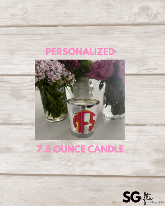 Personalized candle-  elegant monogram sandalwood vanilla - 7.8 ounce