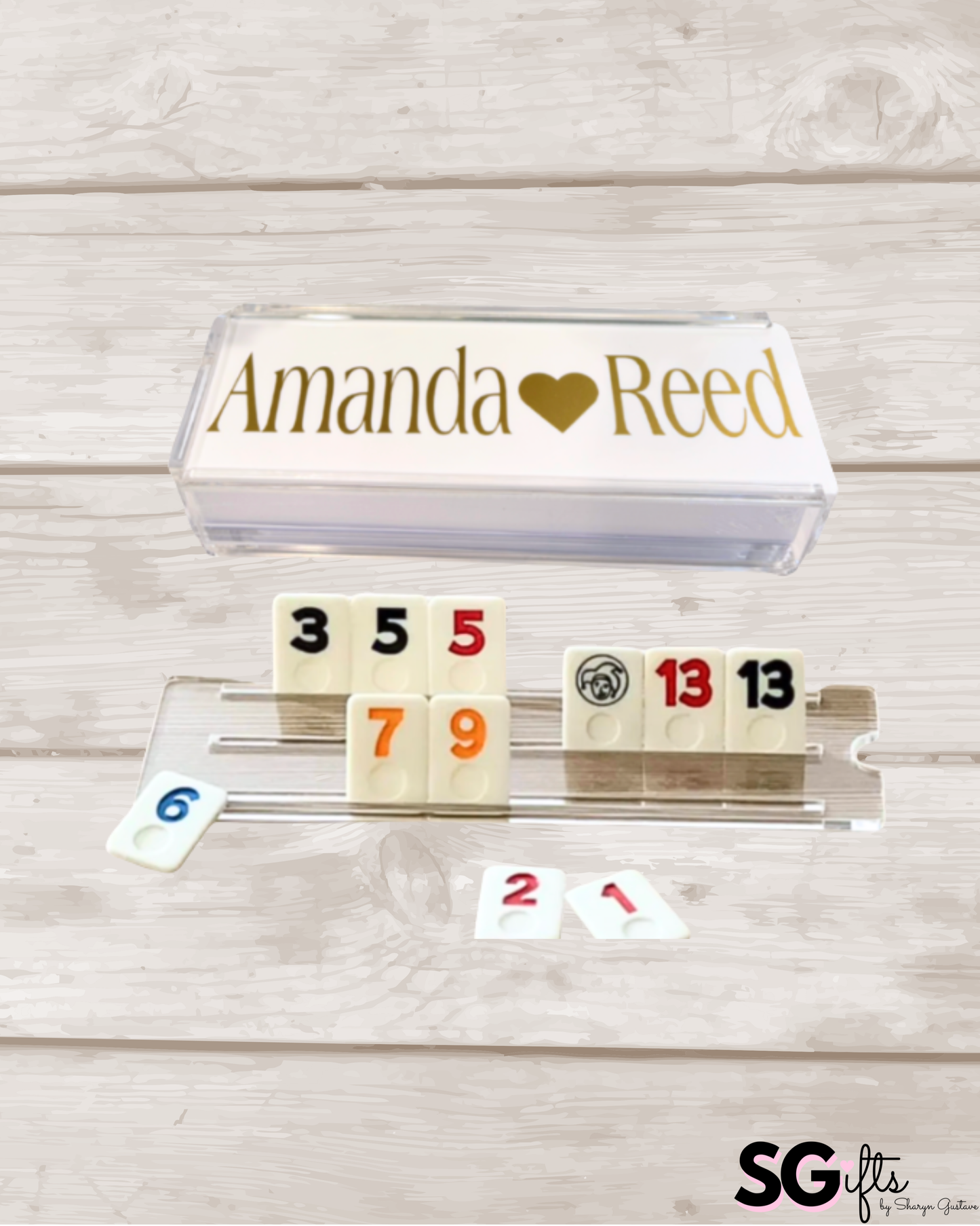Personalized acrylic rummikub set - opaque white