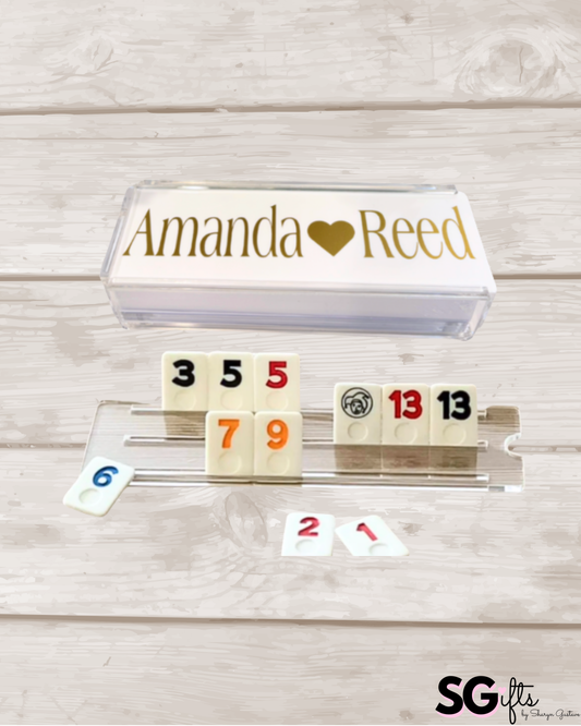 Personalized acrylic rummikub set - opaque white