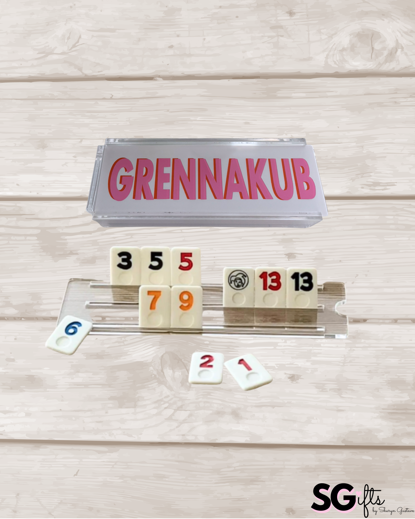 Personalized acrylic rummikub set -opaque white