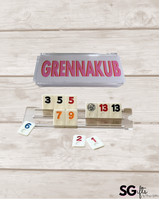 Personalized acrylic rummikub set -opaque white
