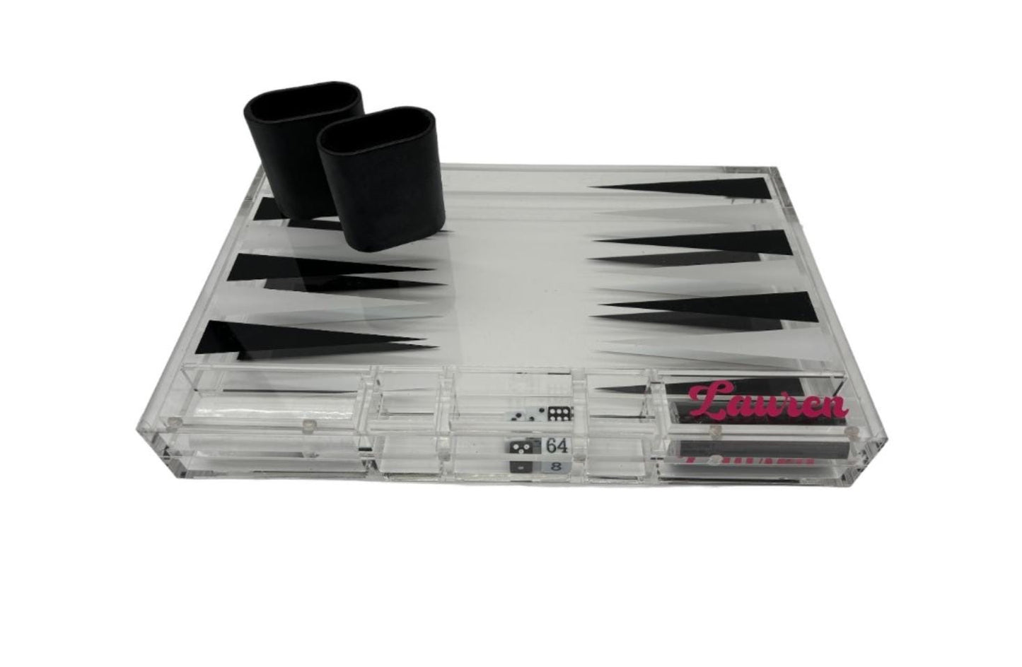 personalized acrylic backgammon set - black and white