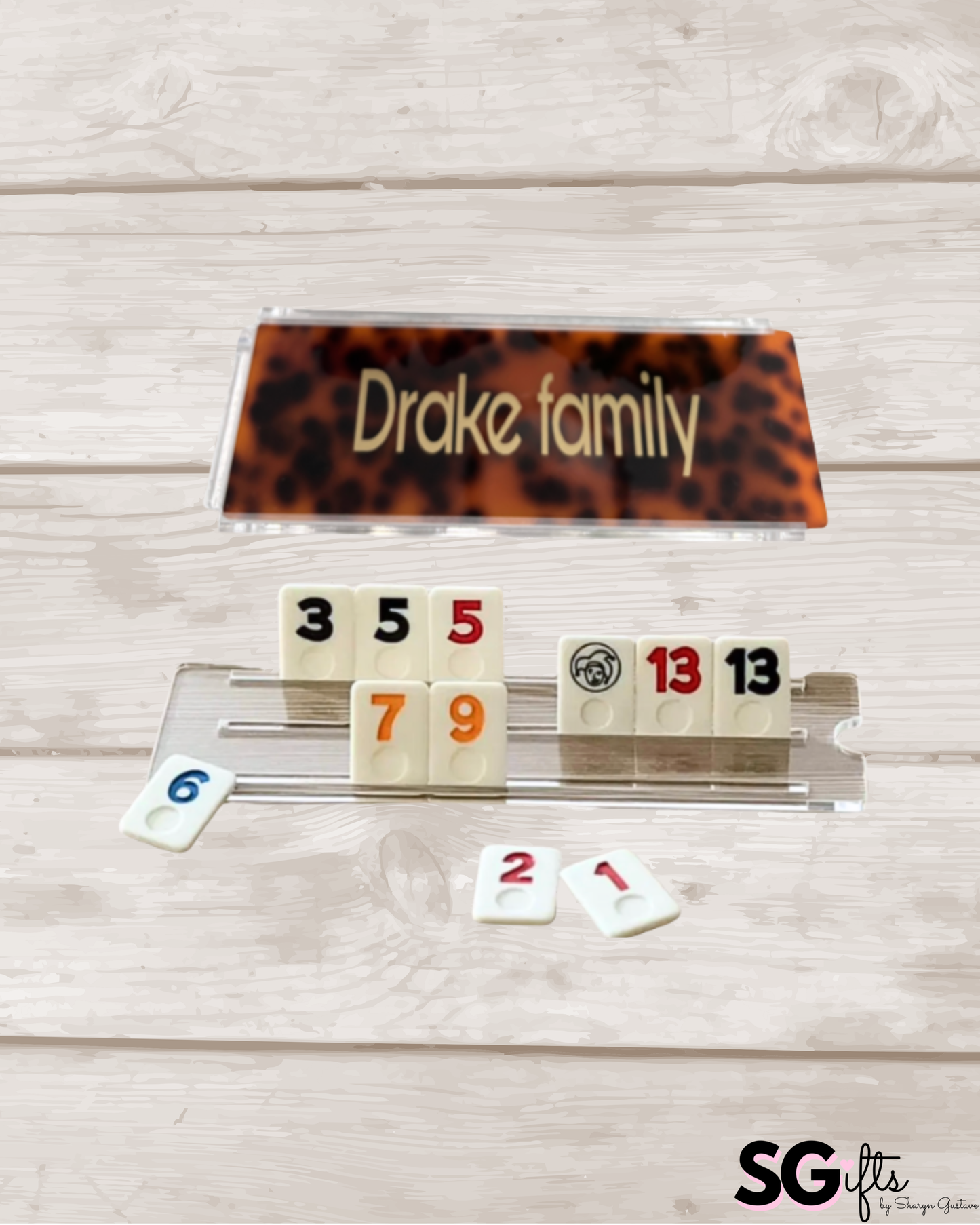 Personalized acrylic rummikub set -tortoise