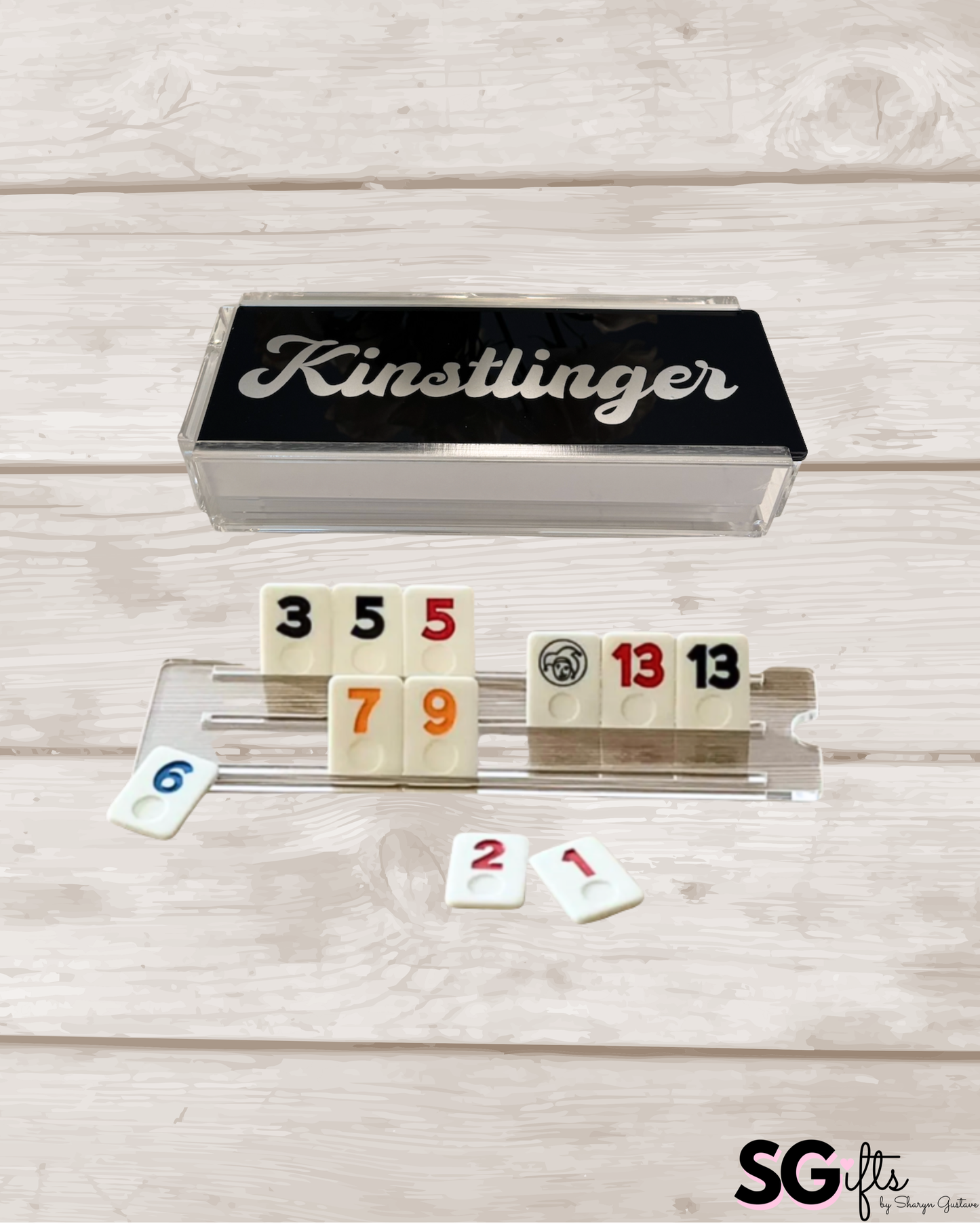 Personalized luxury acrylic rummikub set - opaque black