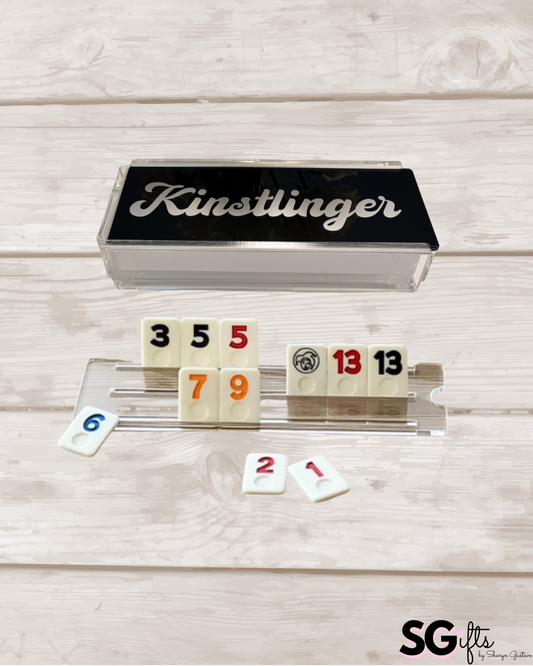Personalized luxury acrylic rummikub set - opaque black