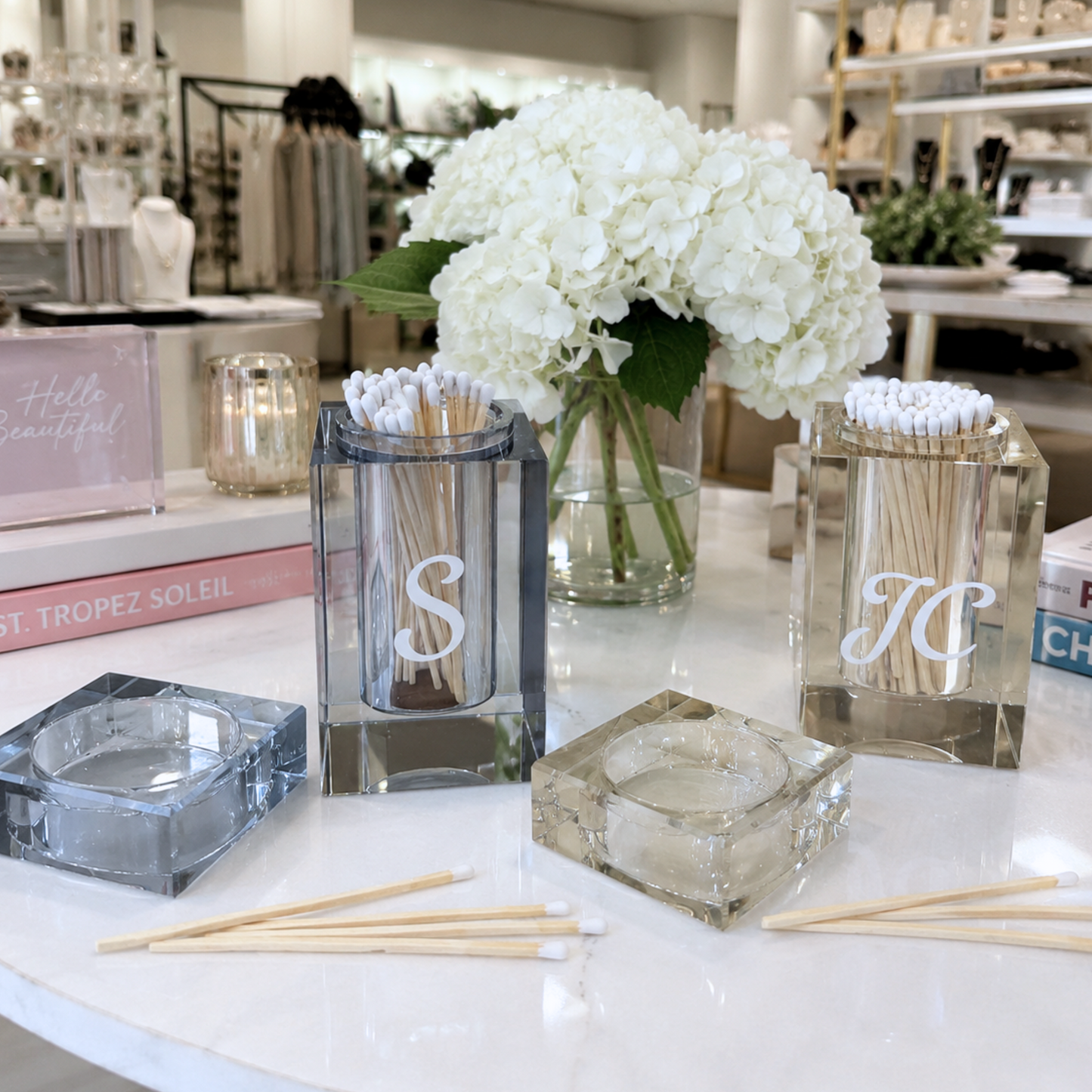 Personalized crystal match holder /hostess gift  (matches not included)- 2 colors available