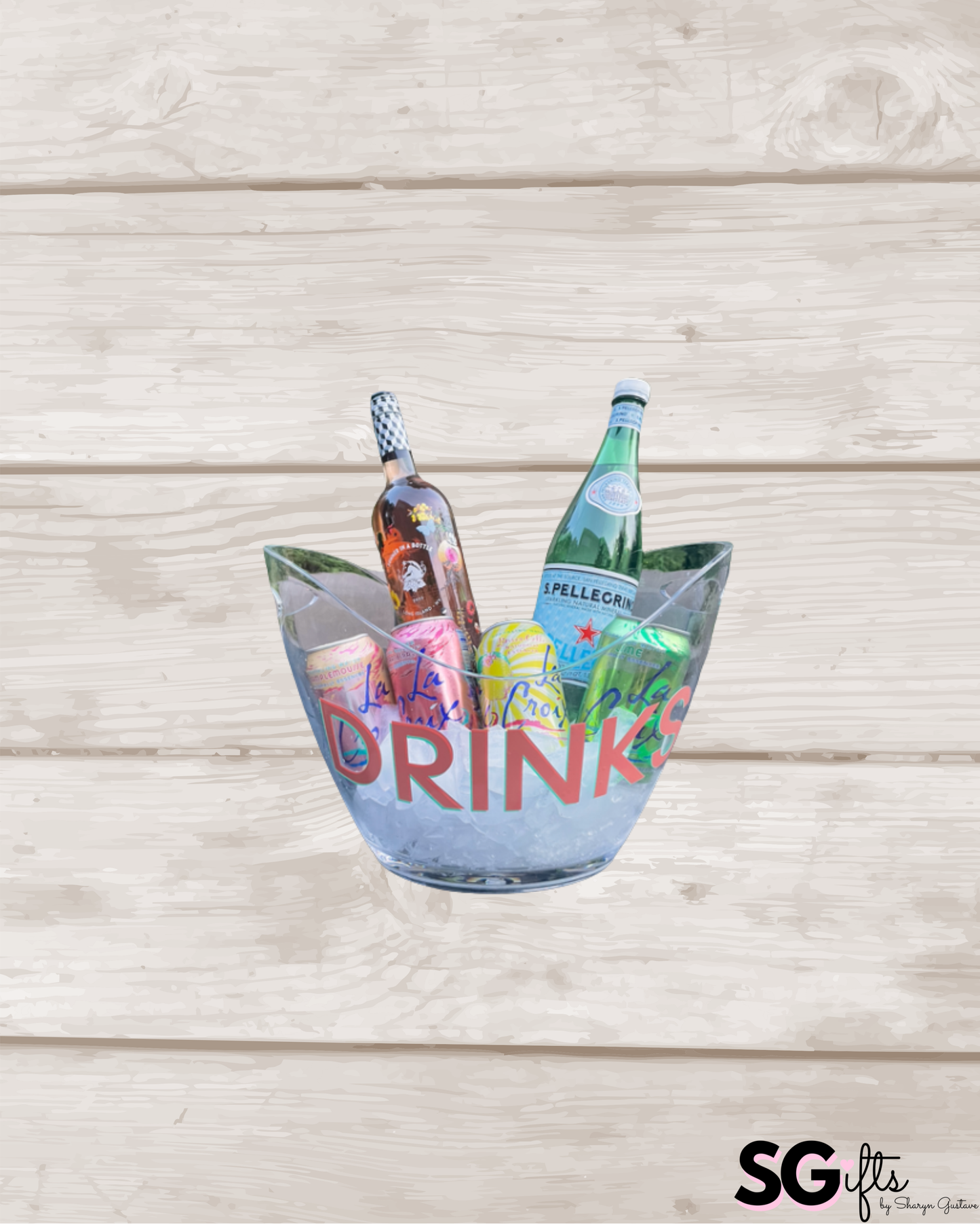 Personalized clear acrylic large 8 L ice bucket - DRINKS