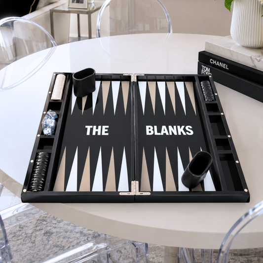 Personalized black and white acrylic backgammon set
