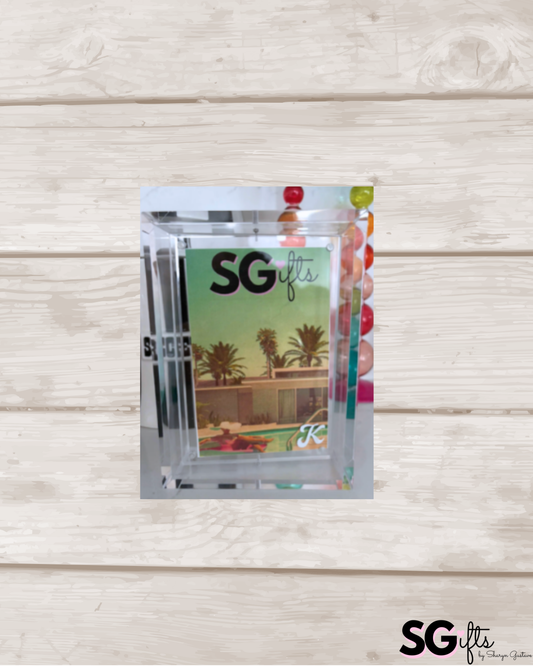 Personalized 5" x 7" clear swivel acrylic magnetic frame