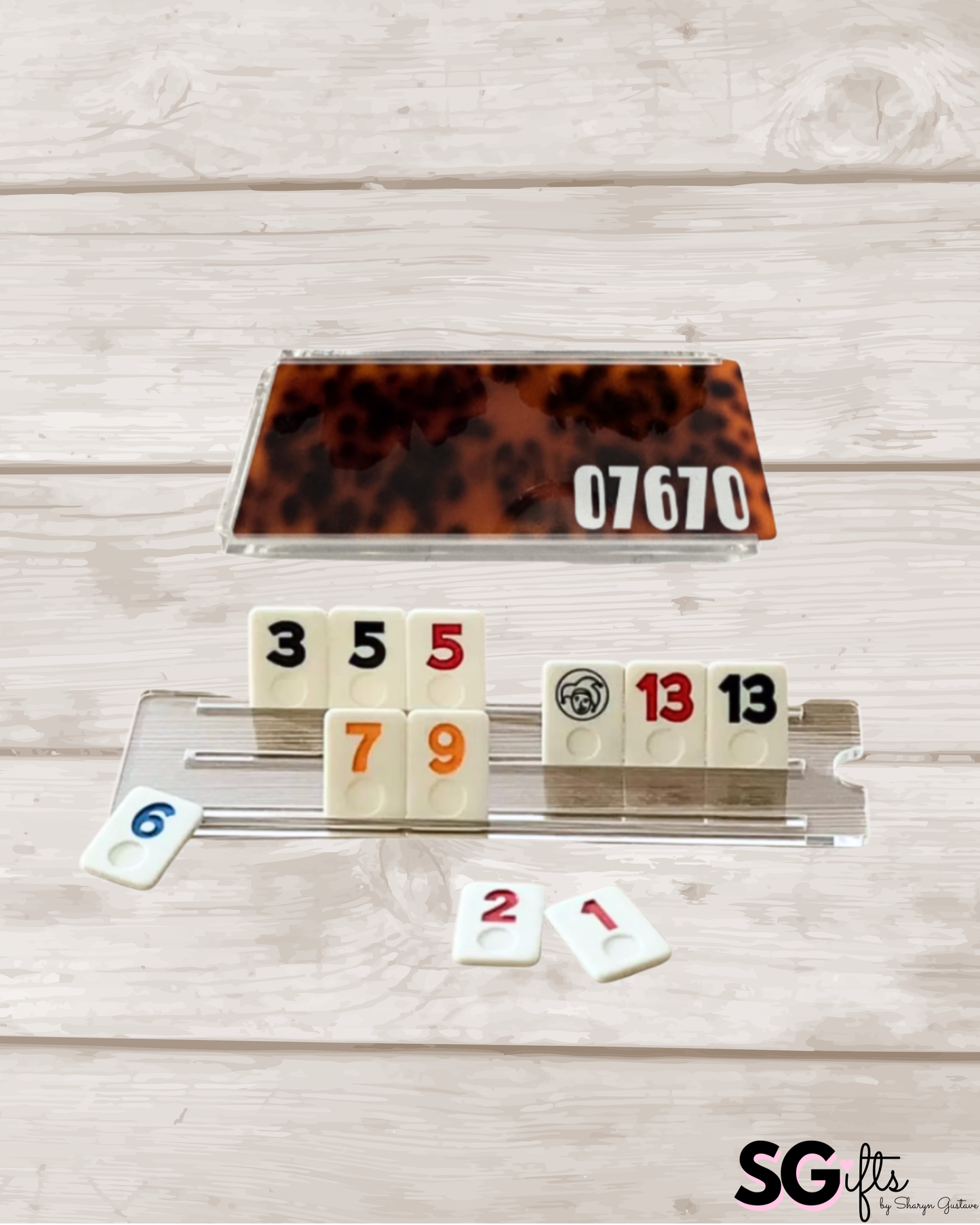 Personalized acrylic rummikub set -tortoise