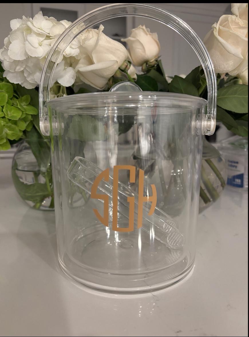 personalized clear acrylic 1 1/2 quart double wall ice bucket - modern monogram