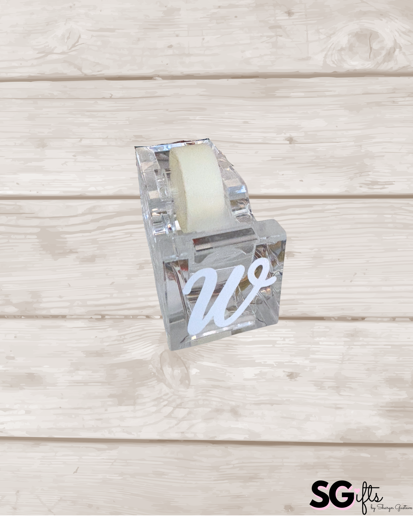 Personalized tape dispenser acrylic- one letter monogram