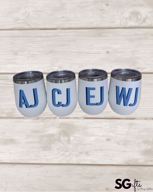 Personalized stainless steel white tumblers -set of 4
