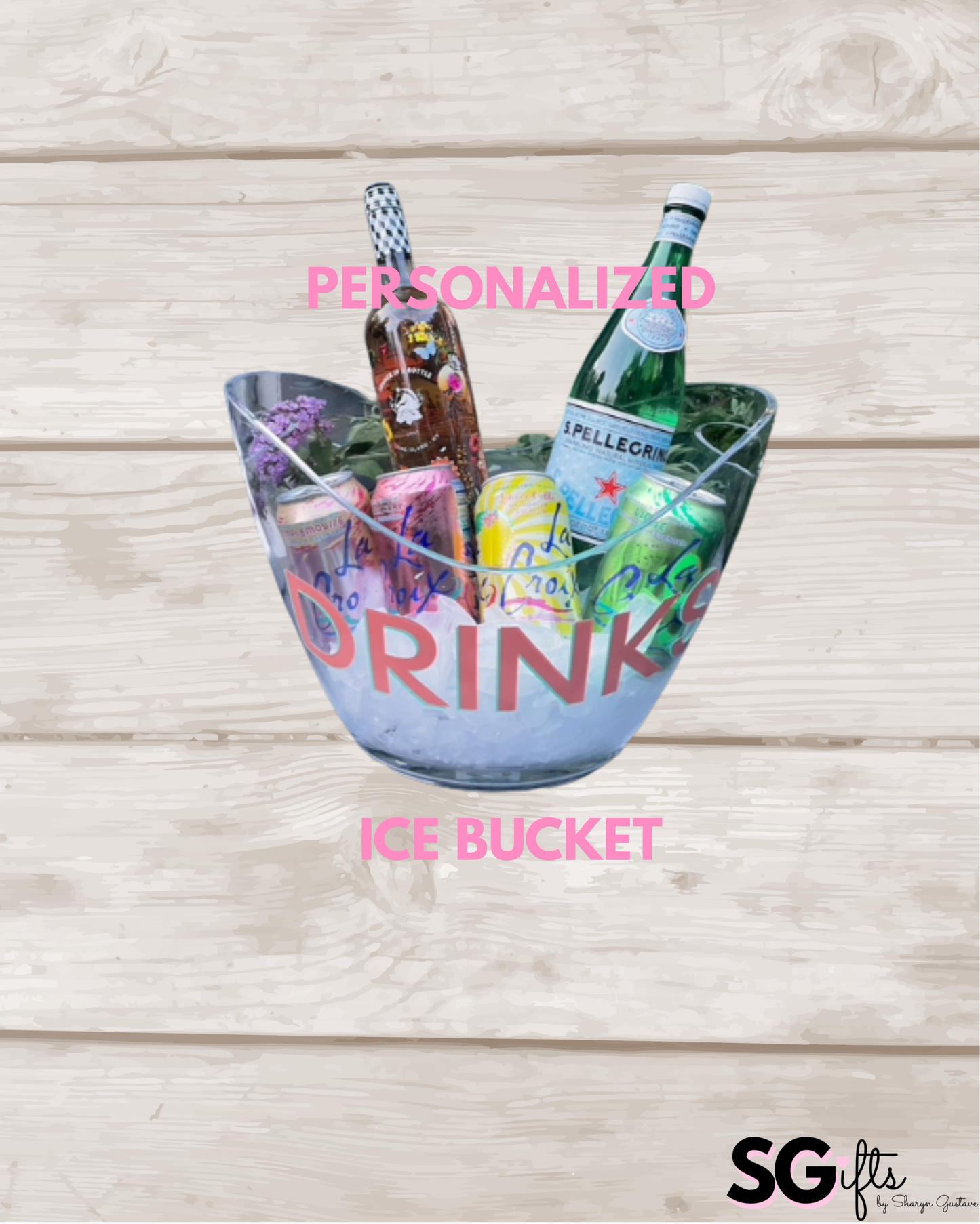 Personalized clear acrylic large 8 L ice bucket - DRINKS