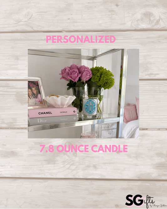 Personalized candle - Mystic birchwood - 7.8 ounce - 3 letter round monogram