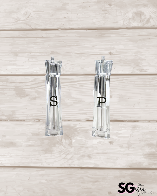 Personalized acrylic 12" salt and pepper shakers- blue  - sold as set