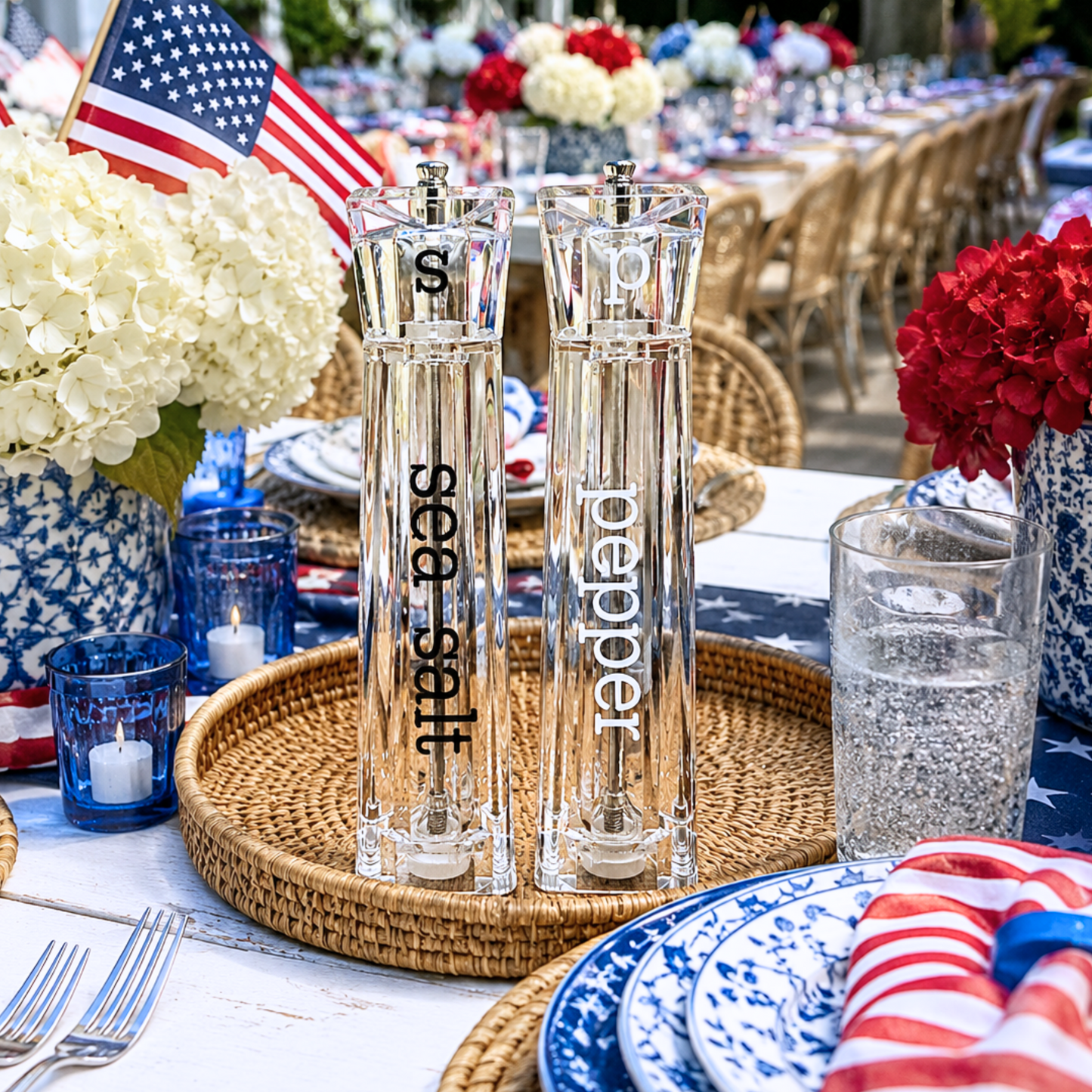 Personalized acrylic 12" salt and pepper shakers-  sold as set