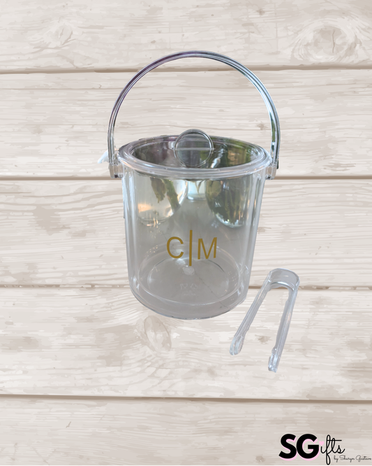 Personalized acrylic 1 1/2 qt double wall ice bucket - minimalist monogram