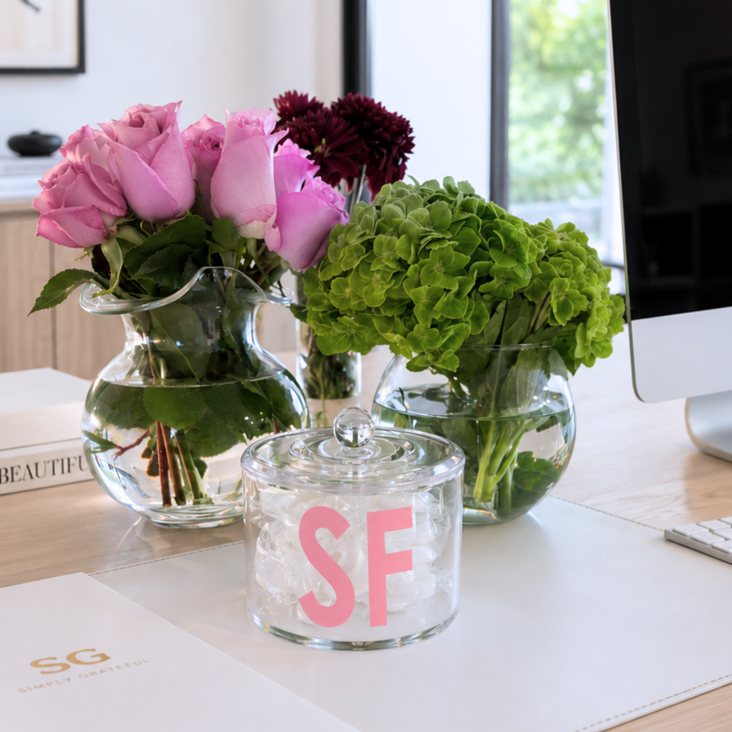 Personalized clear acrylic 3" x 4"  monogrammed candy jar