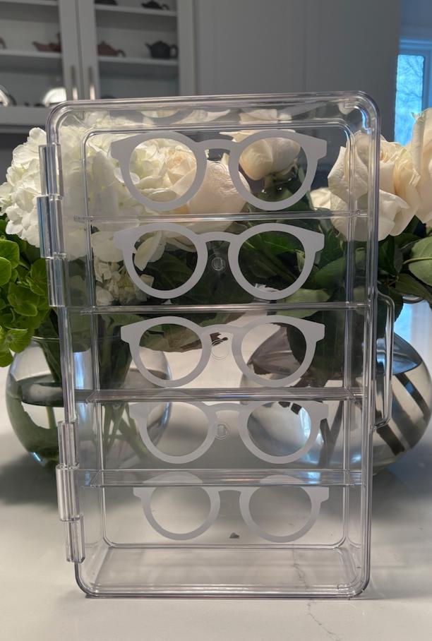 Acrylic 5 compartment eye glass / sunglass storage case (glasses not included)