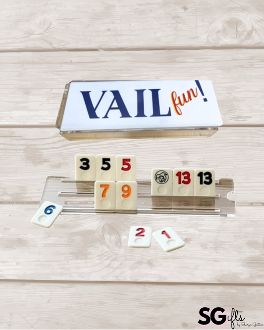 Personalized acrylic rummikub set - opaque white