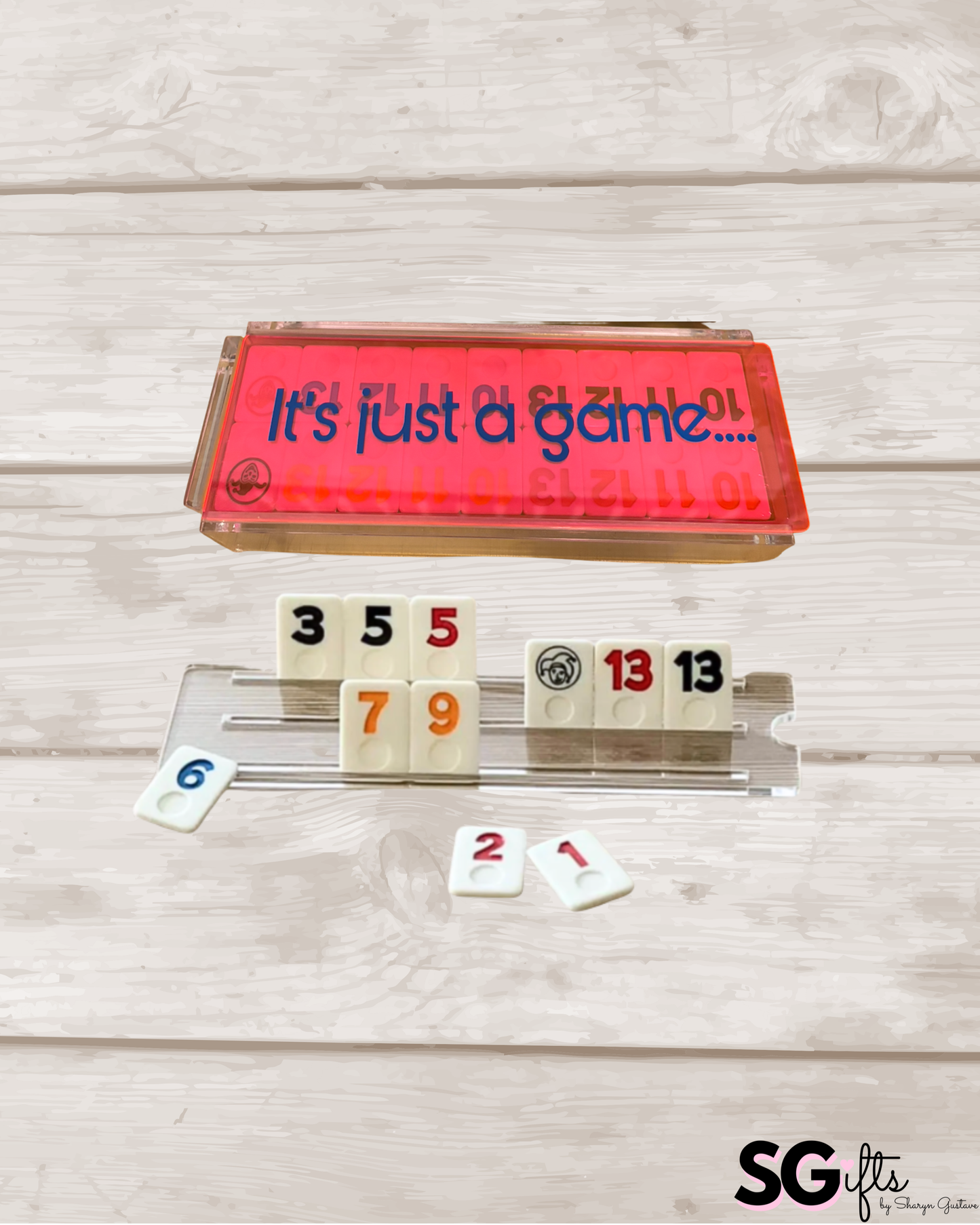 personalized luxury acrylic rummikub set - transparent pink