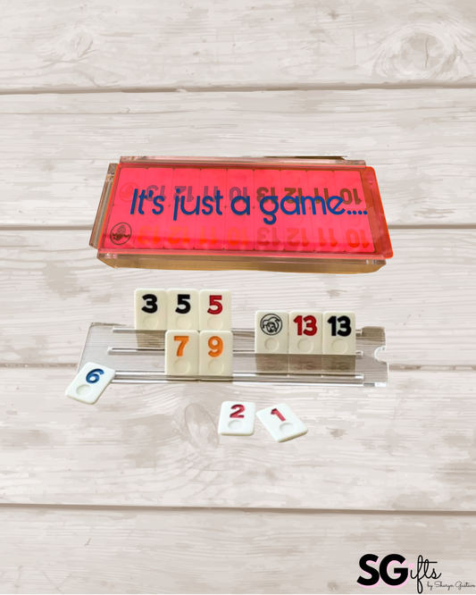 personalized luxury acrylic rummikub set - transparent pink