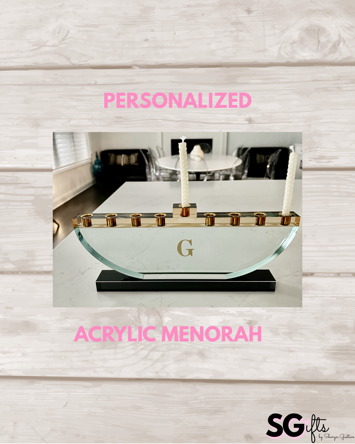 Personalized turquoise acrylic menorah