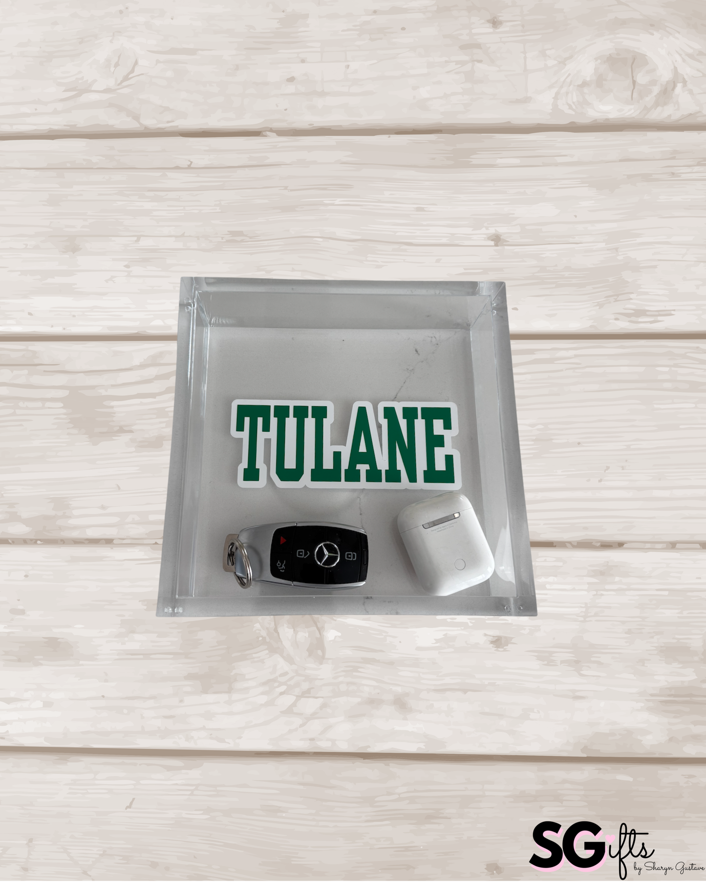 Personalized 6” x 6” acrylic thick catch all tray -TULANE