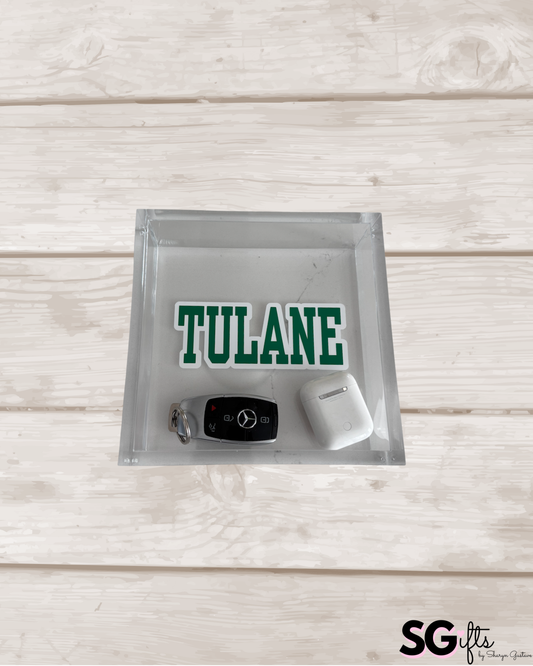 Personalized 6” x 6” acrylic thick catch all tray -TULANE