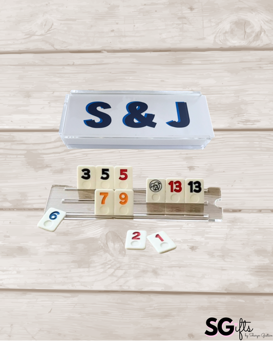 Personalized acrylic rummikub set -opaque white