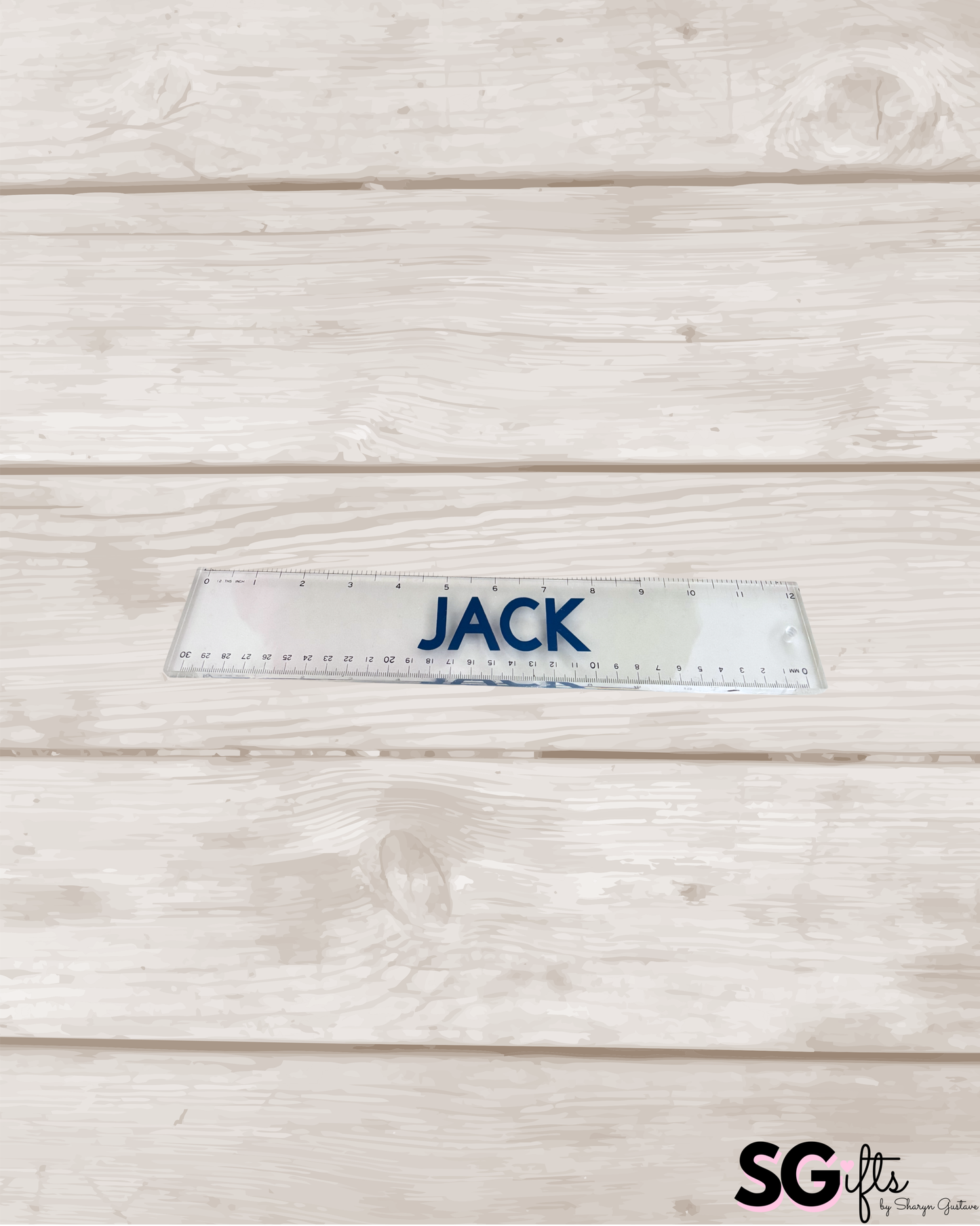 Personalized clear acrylic ruler