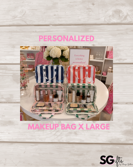 Personalized coated makeup bag with tassle closure-  x large