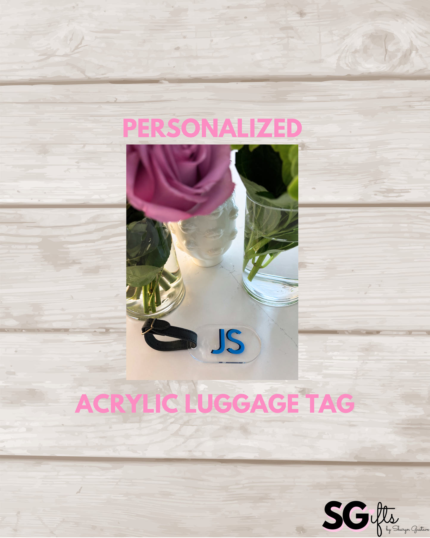 Personalized clear acrylic luggage tag