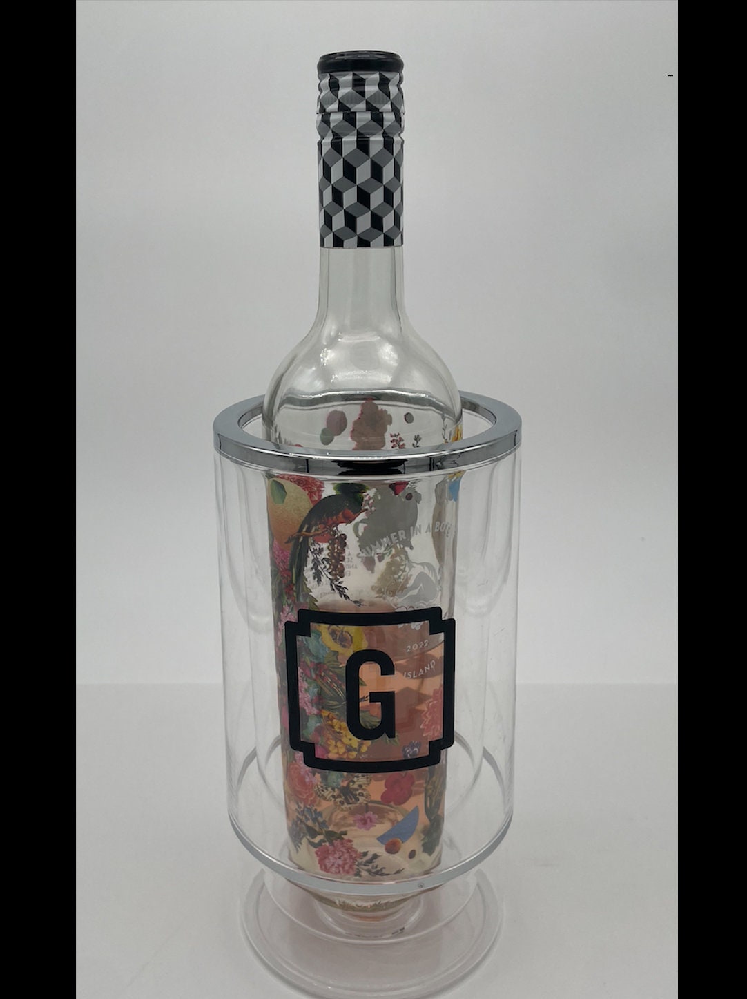 Personalized clear acrylic 4" x 9"  personalized wine chiller