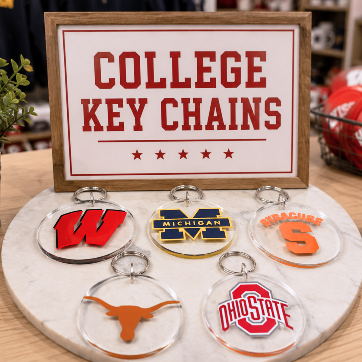 Personalized 3" acrylic college keychain