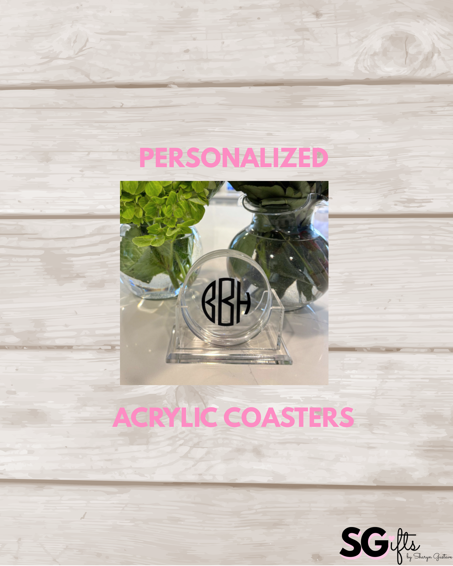 Personalized acrylic round coasters - set of 4