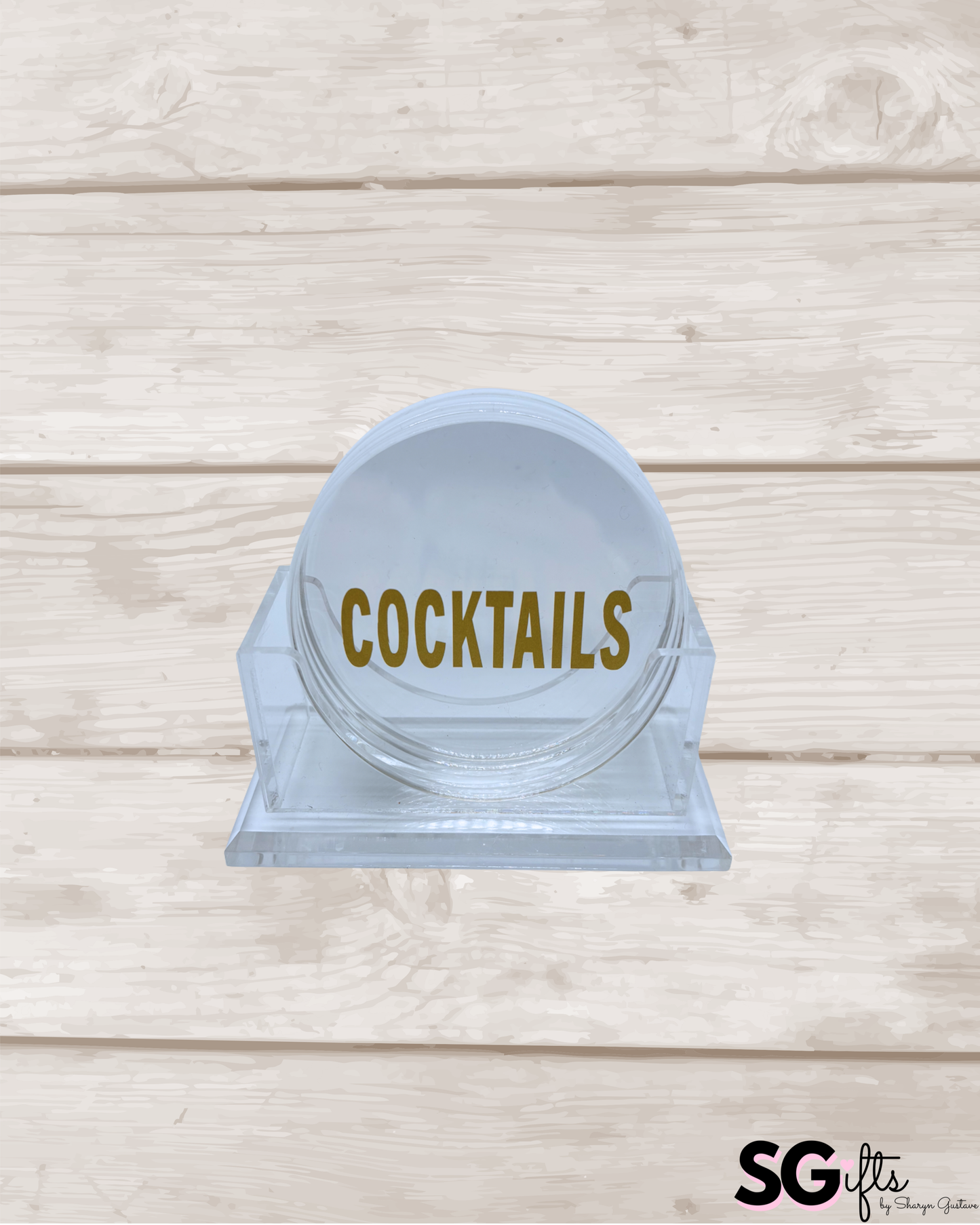 Personalized acrylic round Cocktail coasters - set of 4