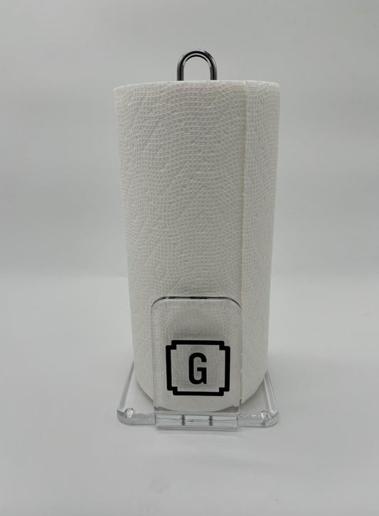Personalized clear acrylic monogramed paper towel dispenser