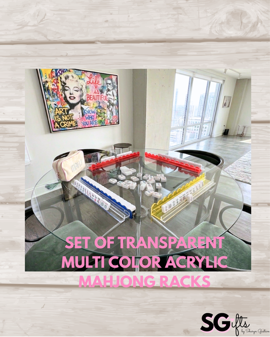 multi color acrylic 18.5" scalloped edge transparent mahjong racks- set of 4