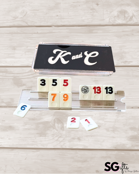 Personalized acrylic rummikub set- opaque black
