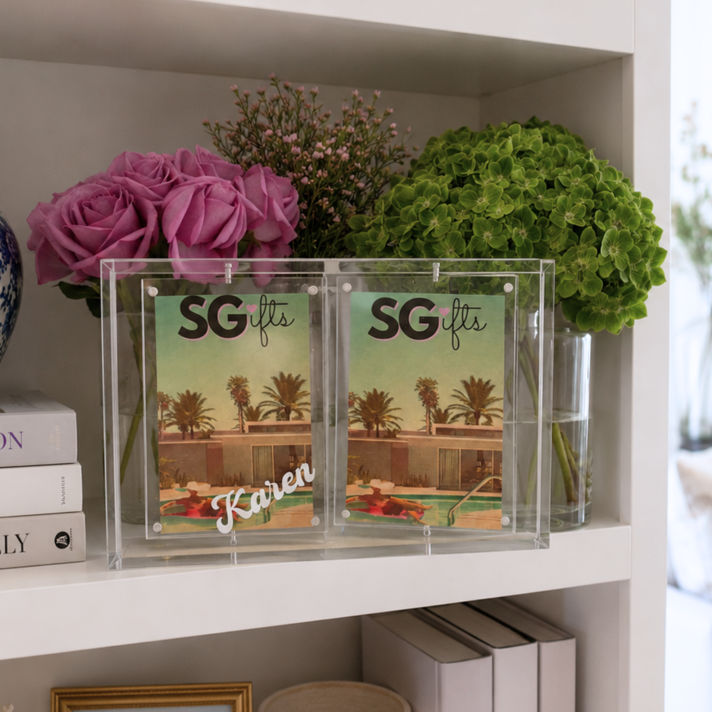 Personalized double swivel acrylic magnetic frame- 2 - 5" x 7" frames