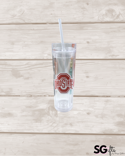Personalized 19 ounce acrylic water bottle with a straw - OHIO STATE