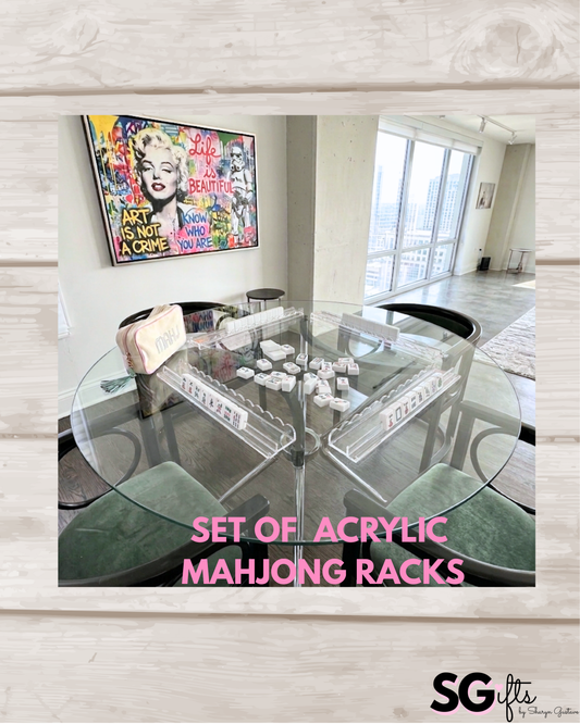 Clear acrylic 17.5" scalloped edge mahjong racks- set of 4
