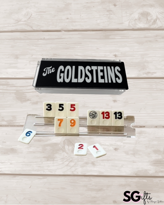 Personalized acrylic rummikub set -opaque black