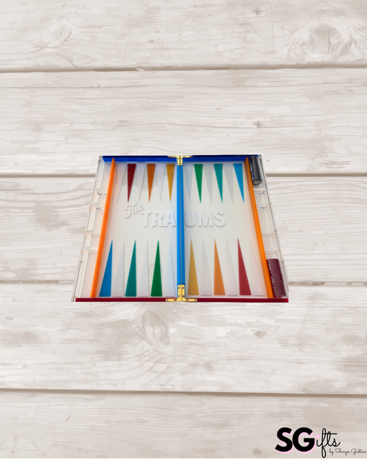 Personalized multi colored acrylic backgammon set