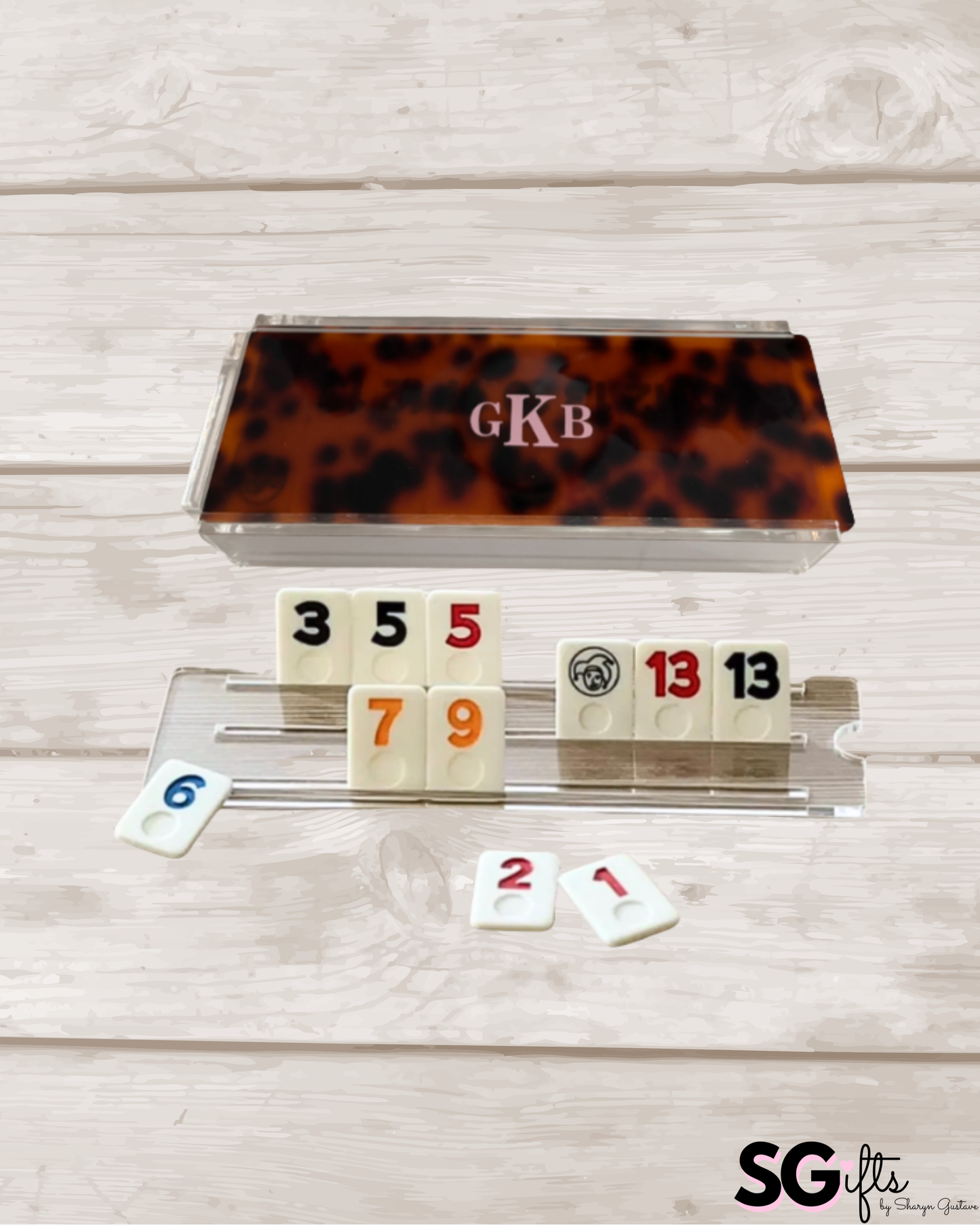Personalized acrylic rummikub set -tortoise